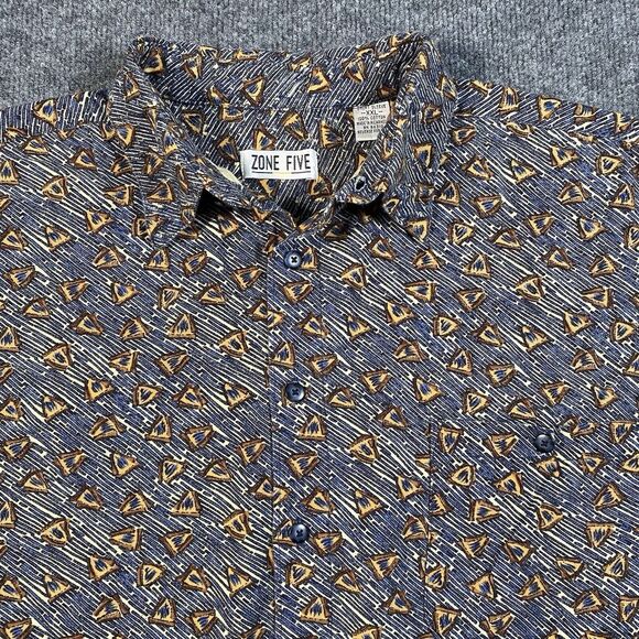 Zone Five Mens 2XL Geometric All Over Print Hawaiian Short Sleeve Cotton Shirt - Picture 1 of 6